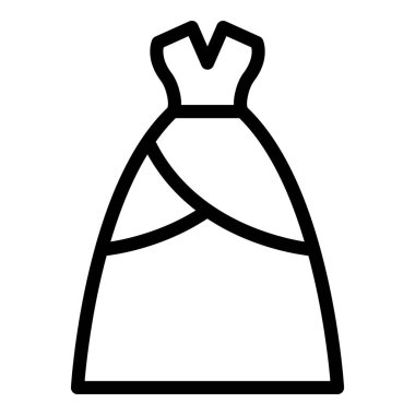 Gelin elbise ikonu giyer. Taslak gelin beyaz arkaplanda izole edilmiş web tasarımı için elbise vektör simgesi giyer