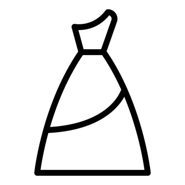 Nişan elbisesi ikonu. Beyaz arkaplanda izole edilmiş web tasarımı için özet elbise vektörü simgesi