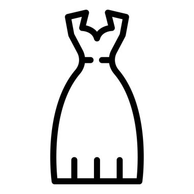 Uzun gelinlik ikonu. Beyaz arkaplanda izole edilmiş web tasarımı için uzun gelinlik vektör simgesi taslağı