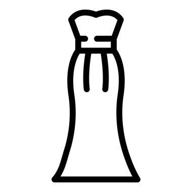 Akşam gelinliği ikonu. Beyaz arkaplanda izole edilmiş web tasarımı için taslak akşam gelinlik vektör simgesi