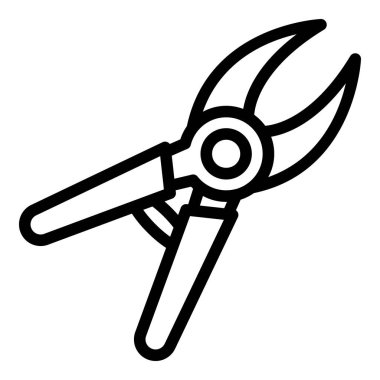 Botanik makası simgesi. Beyaz arkaplanda izole edilmiş web tasarımı için botanik makas vektör simgesi ana hatları