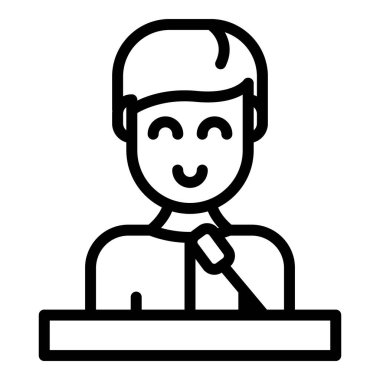 Demokrasi sözcüsü ikonu. Beyaz arkaplanda izole edilmiş web tasarımı için özet demokrasi sözcüsü vektör simgesi