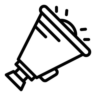 Demokrasi hoparlörü ikonu. Beyaz arkaplanda izole edilmiş web tasarımı için ana hatlı demokrasi hoparlör vektör simgesi