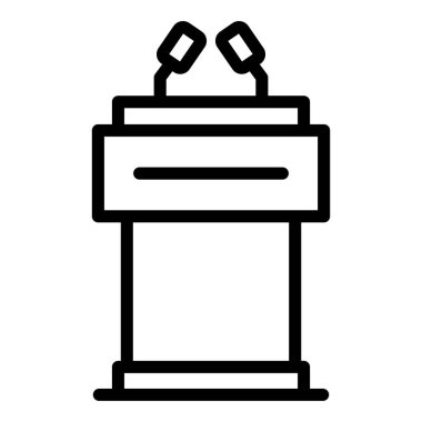 Demokrasi Tribün ikonu. Beyaz arkaplanda izole edilmiş web tasarımı için demokrasi tribün vektör simgesi ana hatları