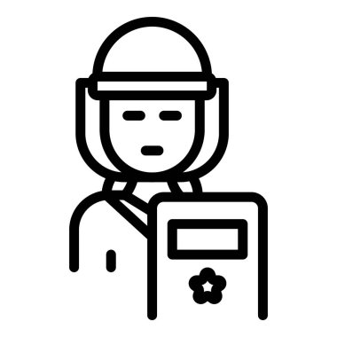 Protestan polis ikonu. Beyaz arkaplanda izole edilmiş web tasarımı için polis protestan vektör simgesi