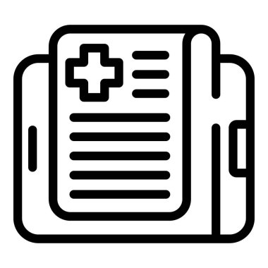 Dijital sağlık kartı ikonu. Beyaz arkaplanda izole edilmiş web tasarımı için ana hatlı dijital sağlık kartı vektör simgesi