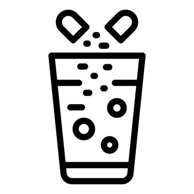 Cam antibiyotik ikonu. Beyaz arkaplanda izole edilmiş web tasarımı için ana hatlı cam antibiyotik vektör simgesi