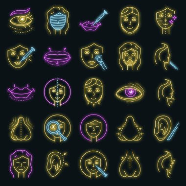 Yüz simgeleri kaldırılıyor vektör neonu ayarlanıyor