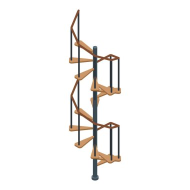 Helikal spiral merdiven simgesi, izometrik biçim