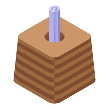 Yemek masası dokusu simgesi, izometrik stil