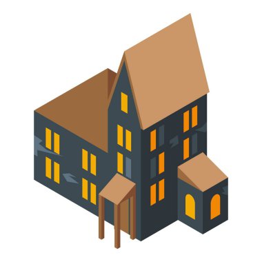 Ürkütücü büyük ev simgesi, izometrik biçim