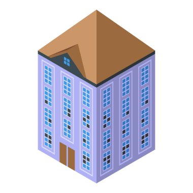 Büyük ürkütücü ev simgesi, izometrik stil