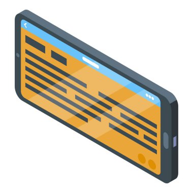 Akıllı telefon okuma kitabı simgesi, izometrik biçim