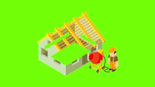 Building site icon animation — Stock Video