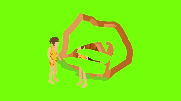 Cave man ikon animation — Stockvideo