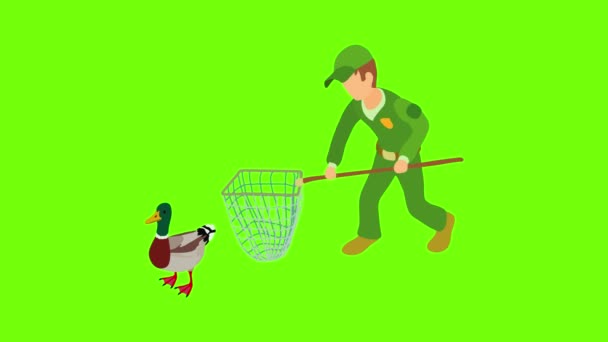 Catching wild duck icon animation — Stock Video