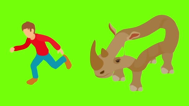 Attacco rinoceronte icona animazione — Video Stock