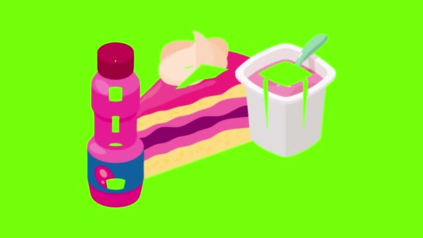 Разноцветная анимация иконки десерта — стоковое видео