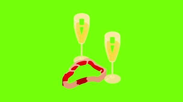 Jantar romântico ícone animação — Vídeo de Stock