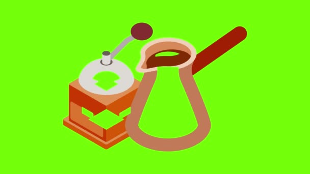 Kaffe tid ikon animation — Stockvideo