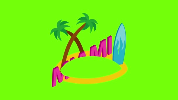 Animación icono playa Miami — Vídeos de Stock