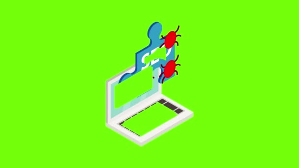 Animace ikon virového útoku — Stock video