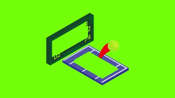 Tennis toernooi pictogram animatie — Stockvideo