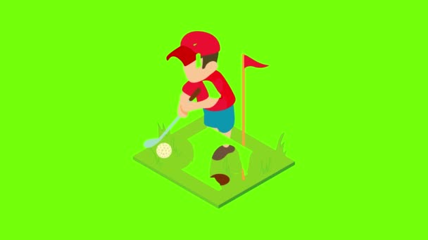 Golf spelare ikon animation — Stockvideo