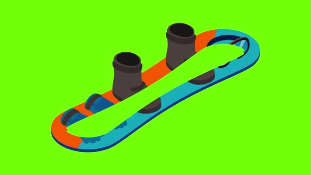 Snowboard apparatuur icoon animatie — Stockvideo