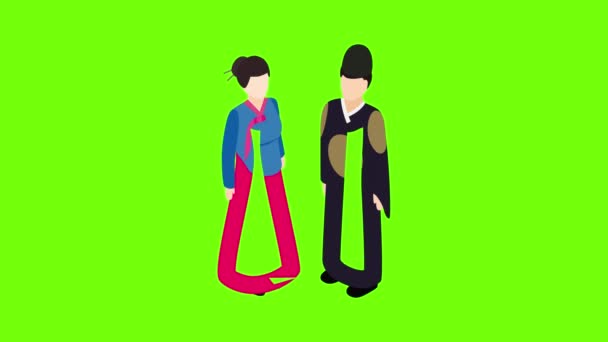 Traditionele kleding pictogram animatie — Stockvideo