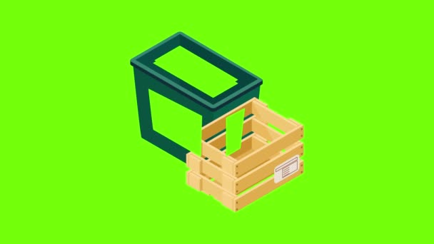 Rektangulär behållare ikon animation — Stockvideo
