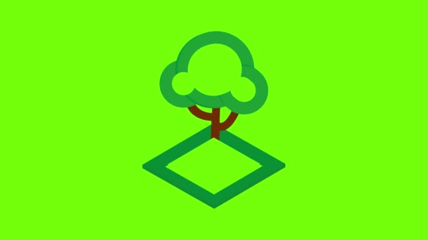 Árbol caducifolio icono de animación — Vídeo de stock