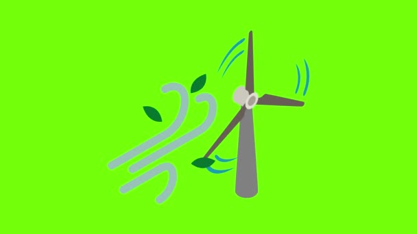 Анімація піктограм енергії вітру — стокове відео
