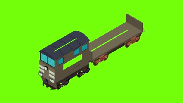 Σιδηροδρομικός flatcar εικονίδιο κινούμενα σχέδια — Αρχείο Βίντεο