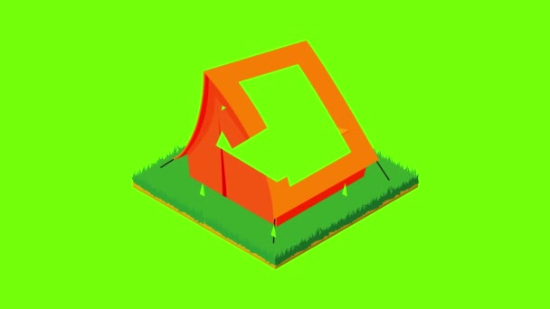 Camping tenda ícone animação — Vídeo de Stock
