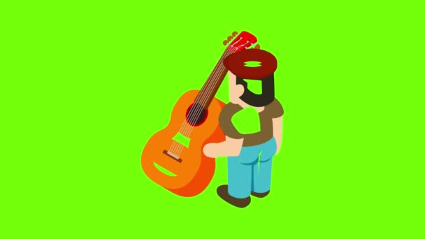 Animación icono del guitarrista — Vídeo de stock