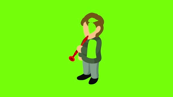 Clarinet player icon animation — Stock Video