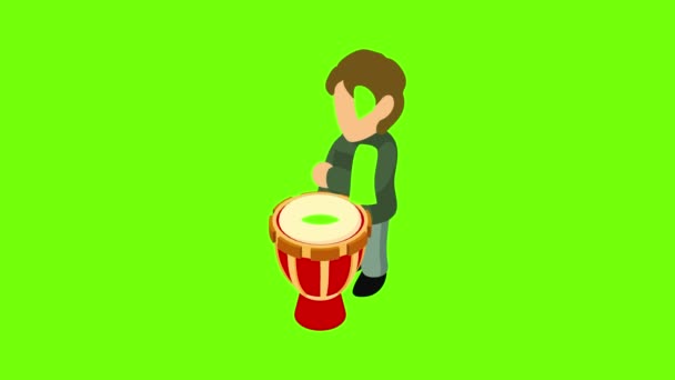 Drumspeler pictogram animatie — Stockvideo