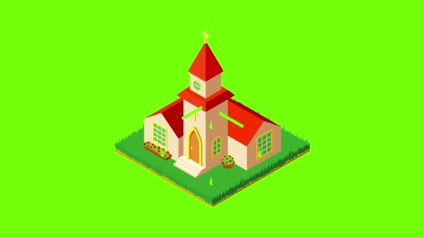 Мультфильм с изображением церкви — стоковое видео