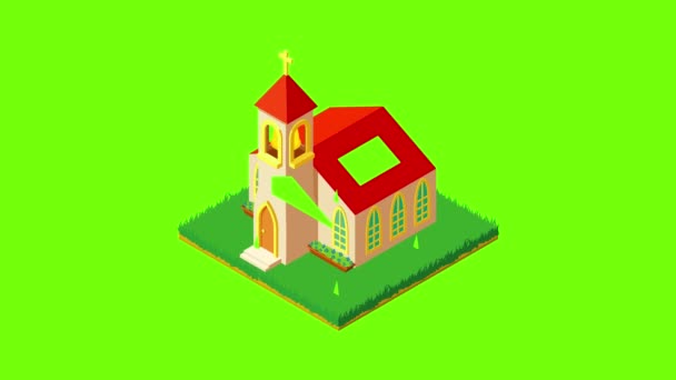 Animace ikon starého kostela — Stock video