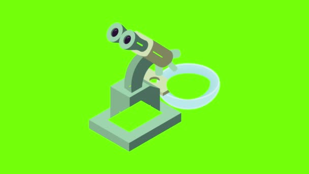 Microscope icon animation — Stock Video