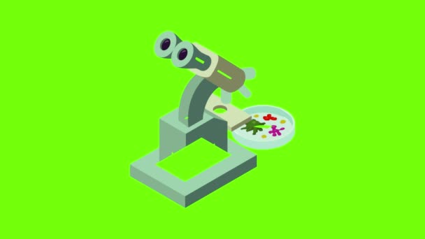Laboratóriumi mikroszkóp ikon animáció — Stock videók