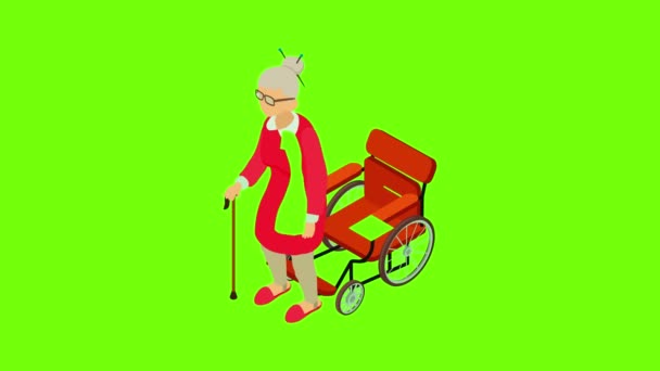 Vrouw gehandicapt pictogram animatie — Stockvideo