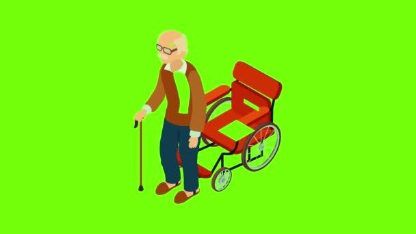 Man gehandicapt pictogram animatie — Stockvideo