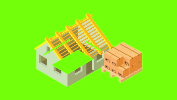 Inicio icono de construcción animación — Vídeos de Stock