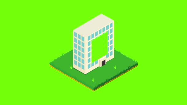 複数階建ての建物のアイコンアニメーション — ストック動画