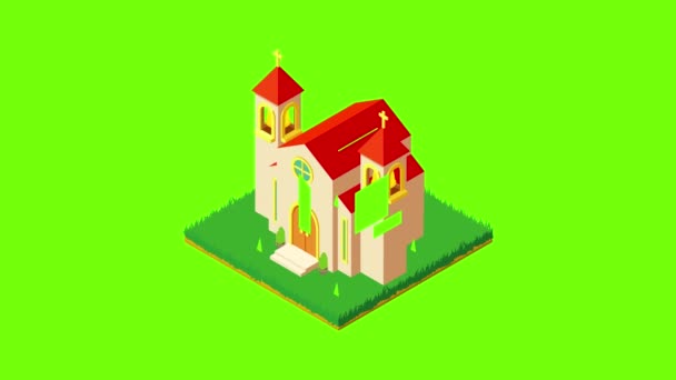 Europa kerk icoon animatie — Stockvideo