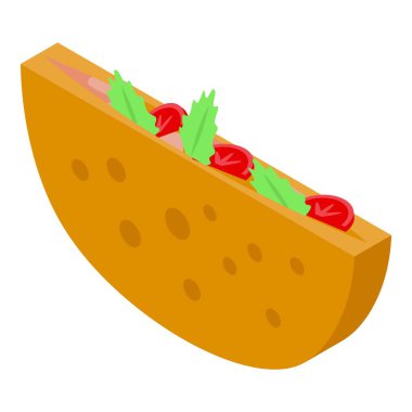 Pita ekmek salatası ikonu, izometrik stil