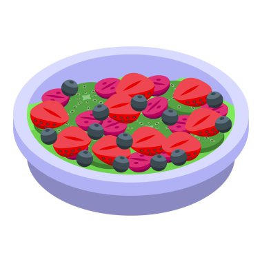 Orman meyveli salata ikonu, izometrik tarzda.