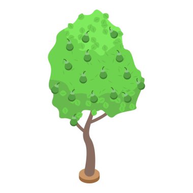 Yeşil armut ağacı simgesi, izometrik stil